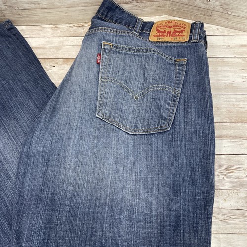Levi's Men's 514 Size 38x32 Straight Regular Fit Blue Cotton Jeans faded - Picture 2 of 11