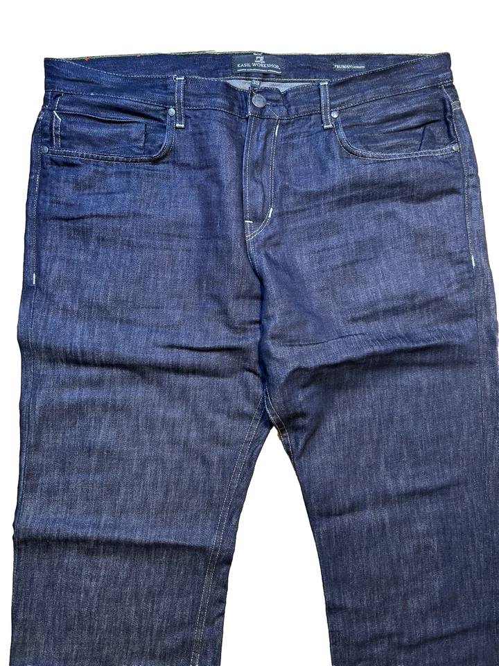 Pantalones de mezclilla Kasil Heritage para hombre 38x32 Truman atléticos lavado oscuro hechos en EE. UU. Foto 2 de 4