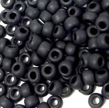 6/0 Japanese TOHO Glass Seed Round Beads - Opaque-Frosted Jet Black 10-Grams