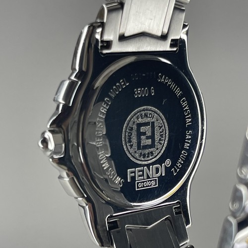 FENDI 3500G Men's Watch Quartz Silver Case Stainless Steel Band New Battery - Picture 10 of 17