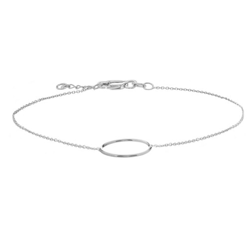 Open Circle Bracelet Women 14K Solid Gold Dainty Adjustable Rolo Chain Bracelet - Picture 9 of 16