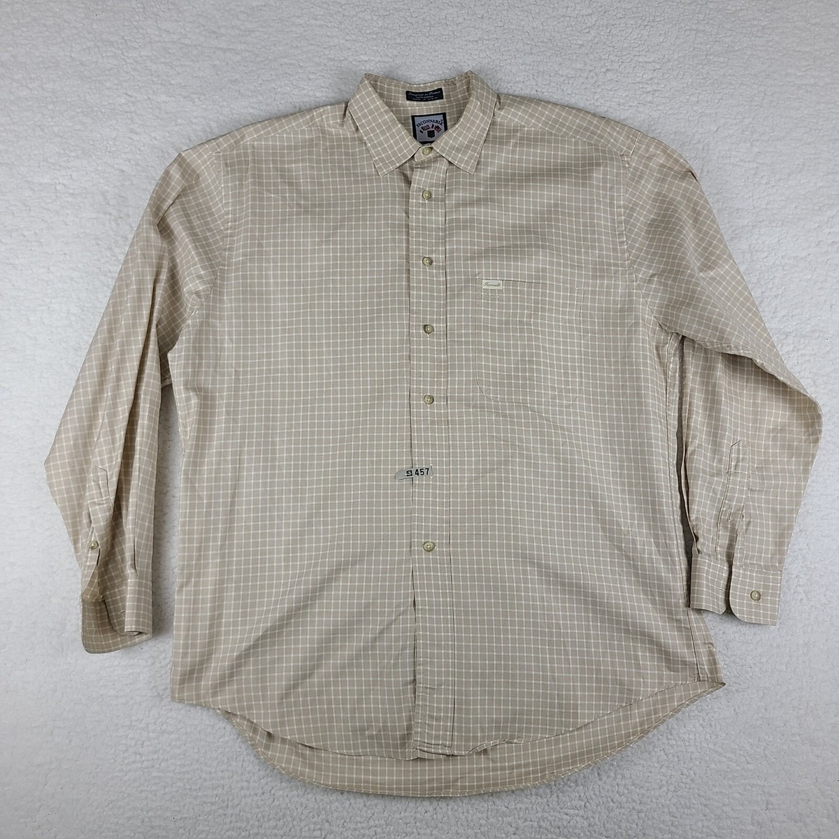 faconnable men's dress shirts Faonnable 100% Cotton Made In USA Mens Dress Schirt Blue Check Size 15-30