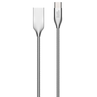SILVER MONKEY USB-A - USB-C Kabel 1m Silber Laden Datenübertragung Metallgehäuse