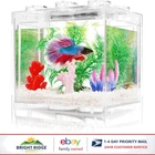 Small Acrylic Betta Fish Tank with LED Light and Decorative Accessories Set