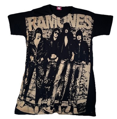 Ramones Rock Band Black Faded All Over Graphic Tee T-Shirt Men s Size S/M