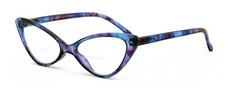 Women's Slim Cateye Clear Bifocal Reading Glasses - Anti-Blue UV Blocker Readers
