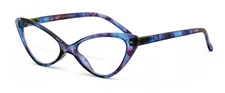 Women's Slim Cateye Clear Bifocal Reading Glasses - Anti-Blue UV Blocker Readers
