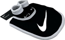 Nike Baby Black White Cotton Ankle Fold Over Cuffs Bib Booties Sock Set 0-6 MO