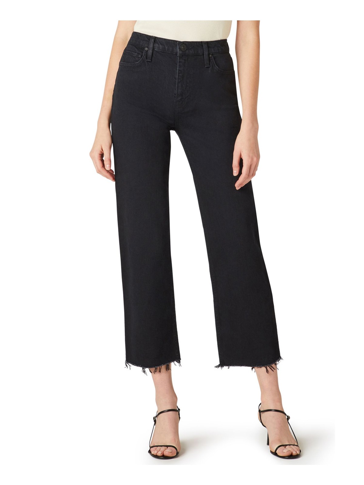 Женские черные хлопчатобумажные джинсы HUDSON Womens с потертостями и укороченными рукавами Juniors 28