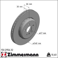 2X Zimmermann 150.2956.32 Bremsscheibe FüR BMW 3 5 6 7 X3 X4 X5 G30 F90 G31