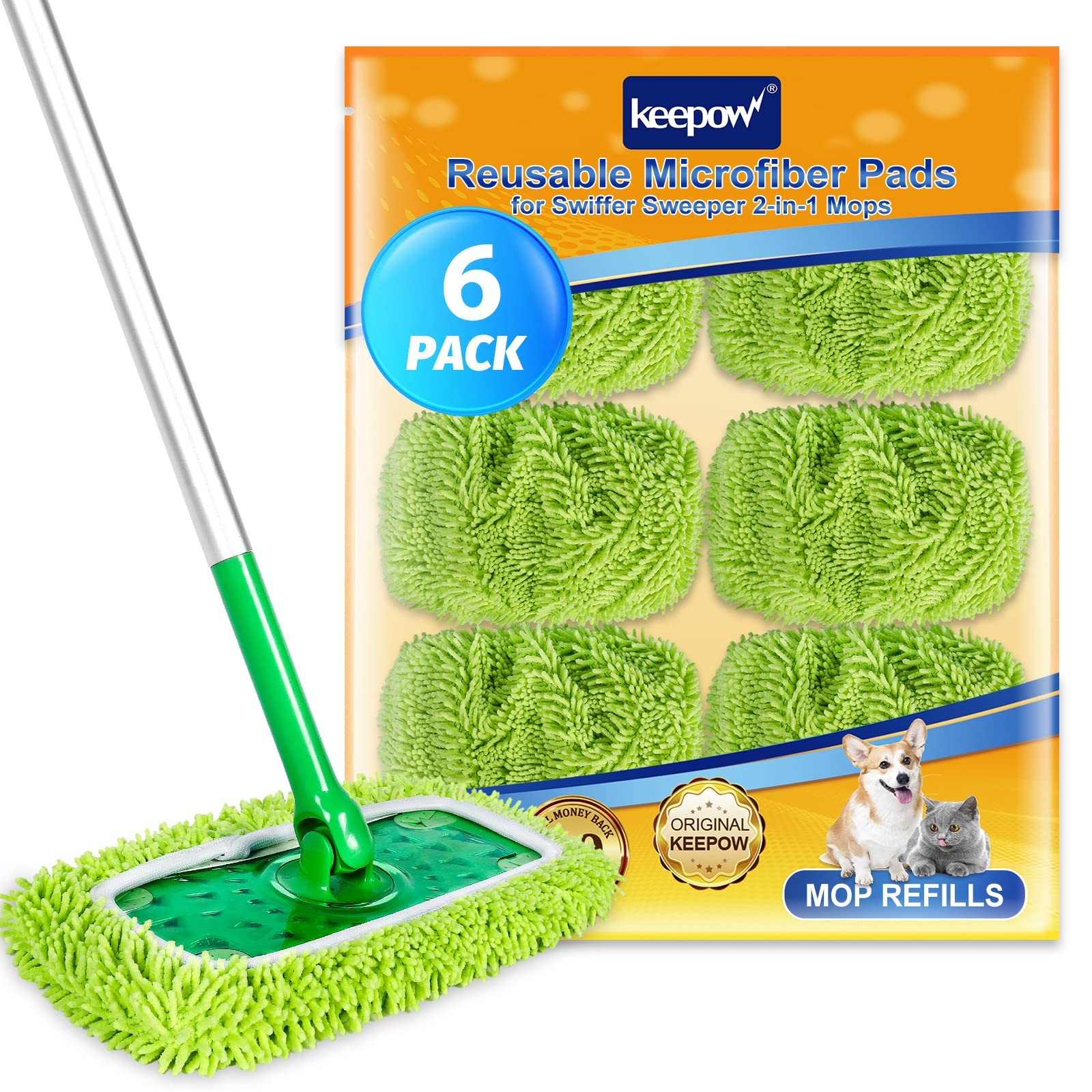 Lingettes microfibres pour balai Swiffer réutilisables contre poils d'animaux et poussière