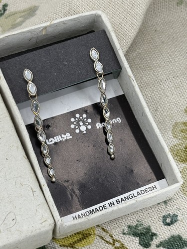 Pendientes colgantes de plata AARONG PIEDRAS DE DIAMANTE BANGLADESHI - Imagen 8 de 8