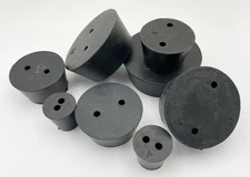 2-Hole Black Natural Rubber Laboratory Stopper  Size 2 - 13  Stoppers