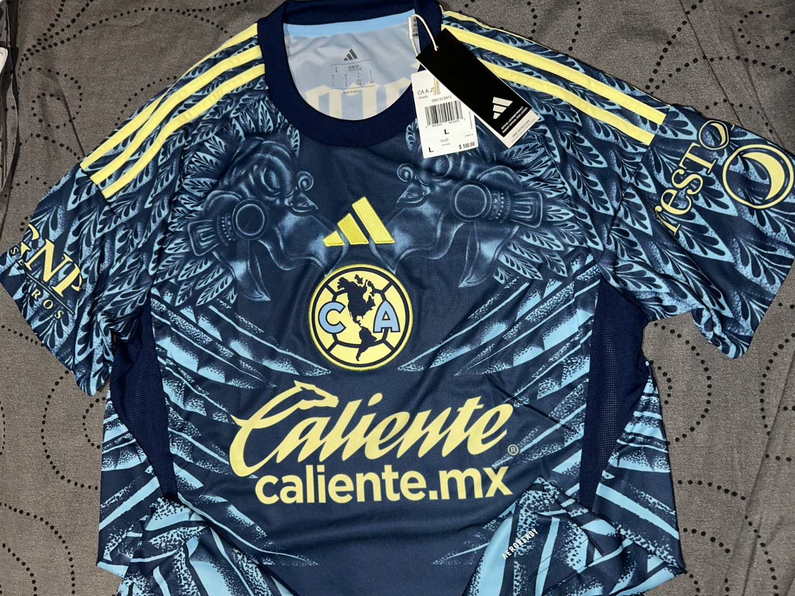 ADIDAS AGUILAS DEL AMERICA AEROREADY SOCCER SLIM FIT JERSEY SIZE L MEN NWT $100