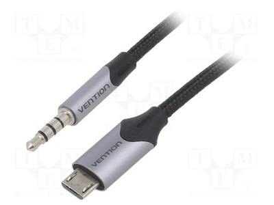 Jacka 3,5mm 4pin Stecker,Micro-USB-B-Stecker Textil Kabel