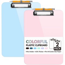 Sooez Plastic Clipboard with Pen Holder, 10 Thicker Clip Boards 8.5x11  