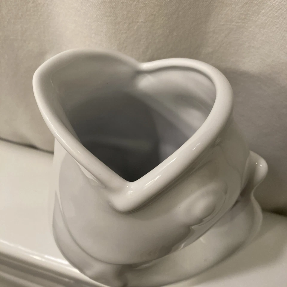 Jarrón jarra de pescado Gurgle Pot 9,5" 42 oz grande cerámica gres blanco como la nieve 2006 Foto 4 de 4