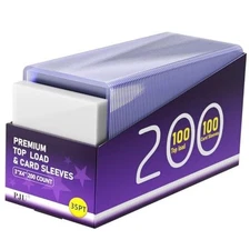 200 Card Sleeves Top Loaders for Cards, 100 Toploaders + 100 Penny Sleeves