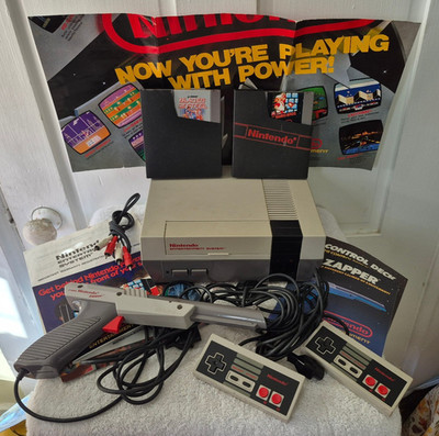 Original Nintendo Nes System Console Super Mario Game Bundle OEM Tested Working