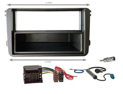 Auto 1-DIN Einbau Blende/Rahmen+Adapter für SKODA Roomster & Fabia 2 (Nexxus)