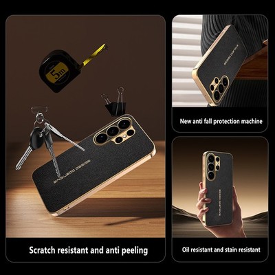 For Samsung Galaxy S26 Ultra, Hybrid Litchi Leather Plating Frame