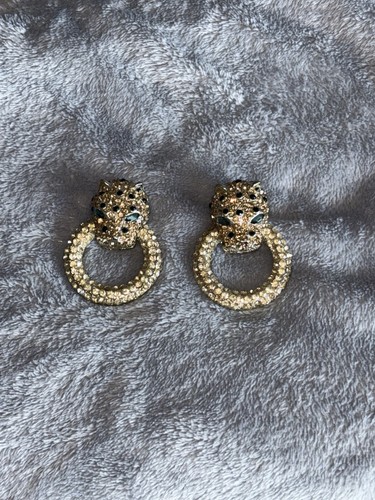 VTG Butler & Wilson Pave Leopard Pin Earrings - Picture 2 of 7