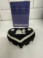 Vintage Wedgwood schwarz Jasperware Herz Schmuckschatulle