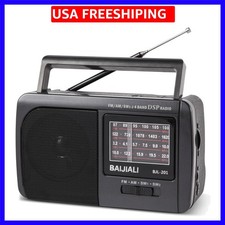 Portable AM/FM/SW1/SW2 Shortwave Radio - Retro Transistor Design with 3W Spea...