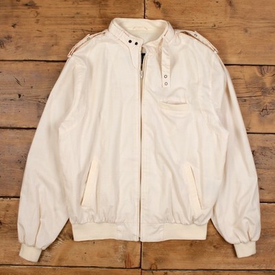 Vintage Streetmoves Bomberjacke L Herren 90er weiß Nylon gefüttert Sport Windbreaker