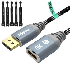 8K DisplayPort Extension Cable 1.5 Feet/2 Pack, Braided DP to DP Extended 1.4...