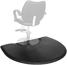 Semi-Circle Salon Mat 3x4ft 1" Thick - Waterproof Chair Base Floor Mat Black