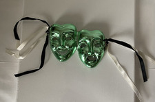 Comedia Tragedia Teatro Máscara Verde Decorativo Colgante Arte de Pared 5x3 pulgadas