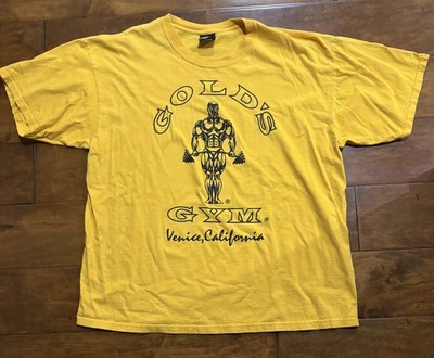 Vintage Golds Gym Shirt Mens 2XL Yellow Venice Beach California