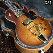 LP Electric Guitar: Custom Bigsby Bridge, Gold Hardware, HH Pickups No Case