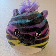 Kellytoy Squishmallow-Style Rainbow Zebra Plush 6 6 Pastel