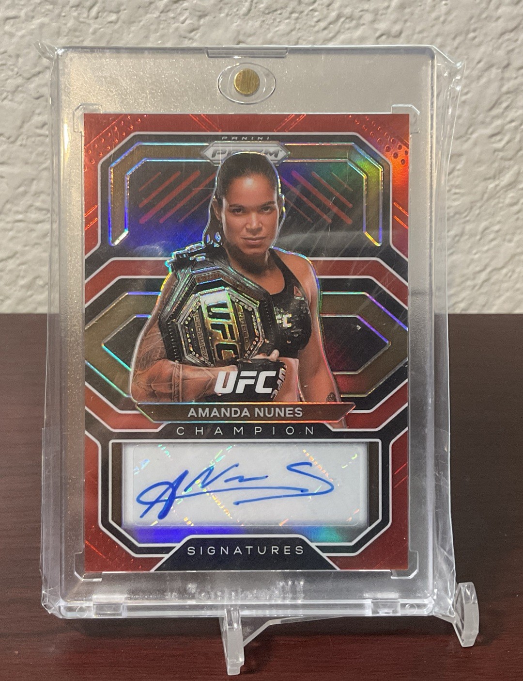 2021 Panini Prizm Amanda Nunes Champion Sign Red Prizm 40/49 AUTO UFC A233