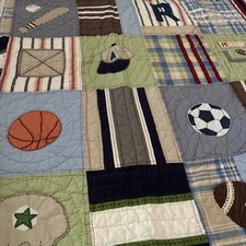 Pottery Barn Kids Patchwork Sports Quilt 4-Piece Twin Comforter Set