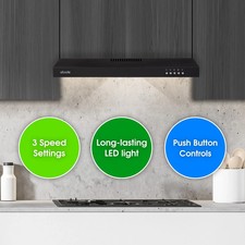 Abode Visor Cooker Hood Black 60cm Extractor Hood 3 Speed Settings A60VSRCH0B1B