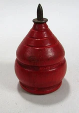 Vintage Toy Wooden Spinning Top w/ Metal Tip Red Paint 2.5" Tall