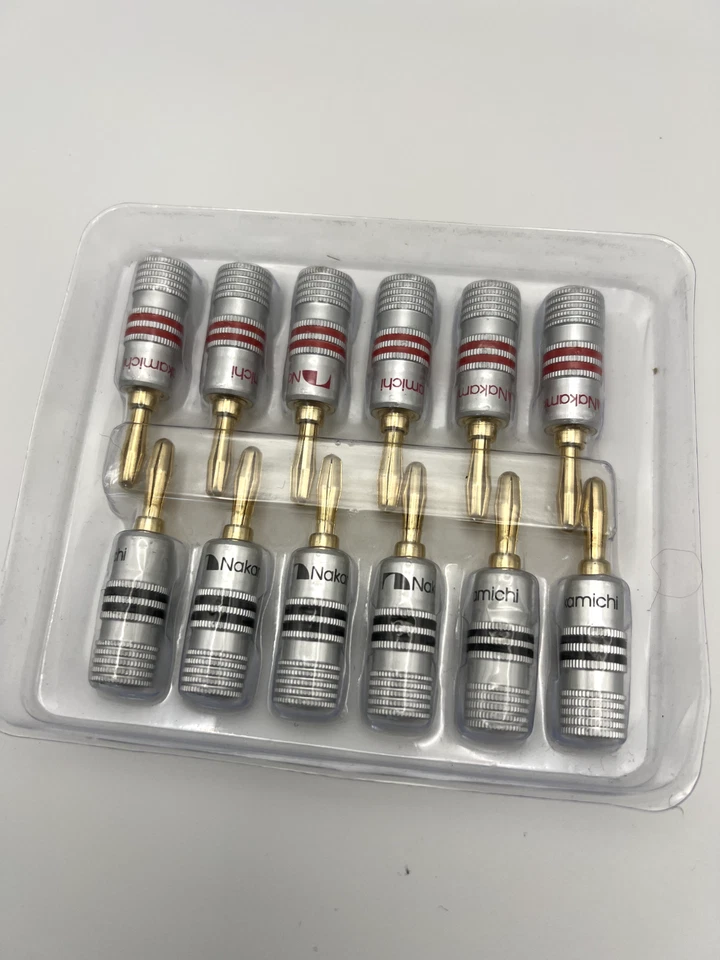 Conectores de cable de altavoz HiFi enchufes banana de 4 mm chapados en oro 24K Nakamichi Foto 2 de 4