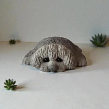 Vintage Rankin 1978 Concrete Dog Statue Shaggy Dog  Mid-Century Outdoor Decor 