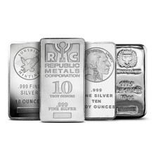 10 oz Silver Bar (Varied Condition, Any Mint) Random Brand 38.75 per troy oz