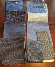 Mixed LOT of Fabric In Blue Tones Quilting/Craft