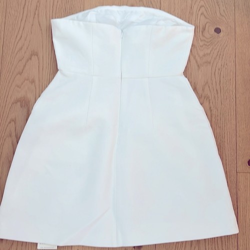 NWT REVOLVE & MINIMALIST lovers COMMENSE strapless ivory white mini dress M - Picture 6 of 8
