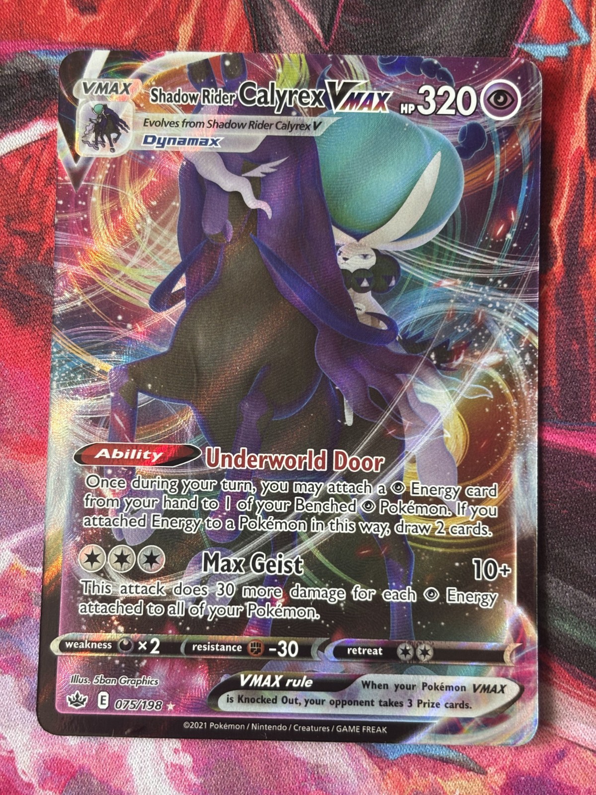 Shadow Rider Calyrex VMAX 075/198 Holo VMAX Rare Chilling Reign Pokemon Holo NM