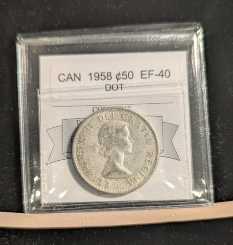 1958 Dot, Coin Mart Graded Canadian Silver 50 Cent, **EF-40**
