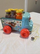 Vintage Fisher Price 131 Milk Wagon Pull Toy