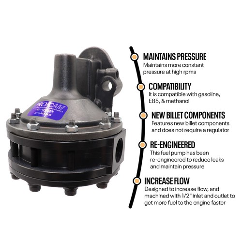 Pro-Cam 6-Valve 7.5 PSI Mech Fuel Pump-130 GPH w/Push Rod, Fits Chevy SB - Afbeelding 2 van 6
