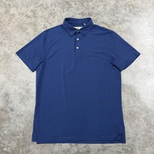 Barbour Polo Shirt Mens Medium Blue Stripe Casual Short Sleeve Knit Summer