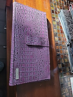 MICHE Classic Purple Crocodile Embossed Front Silver Buckle Purse Shell